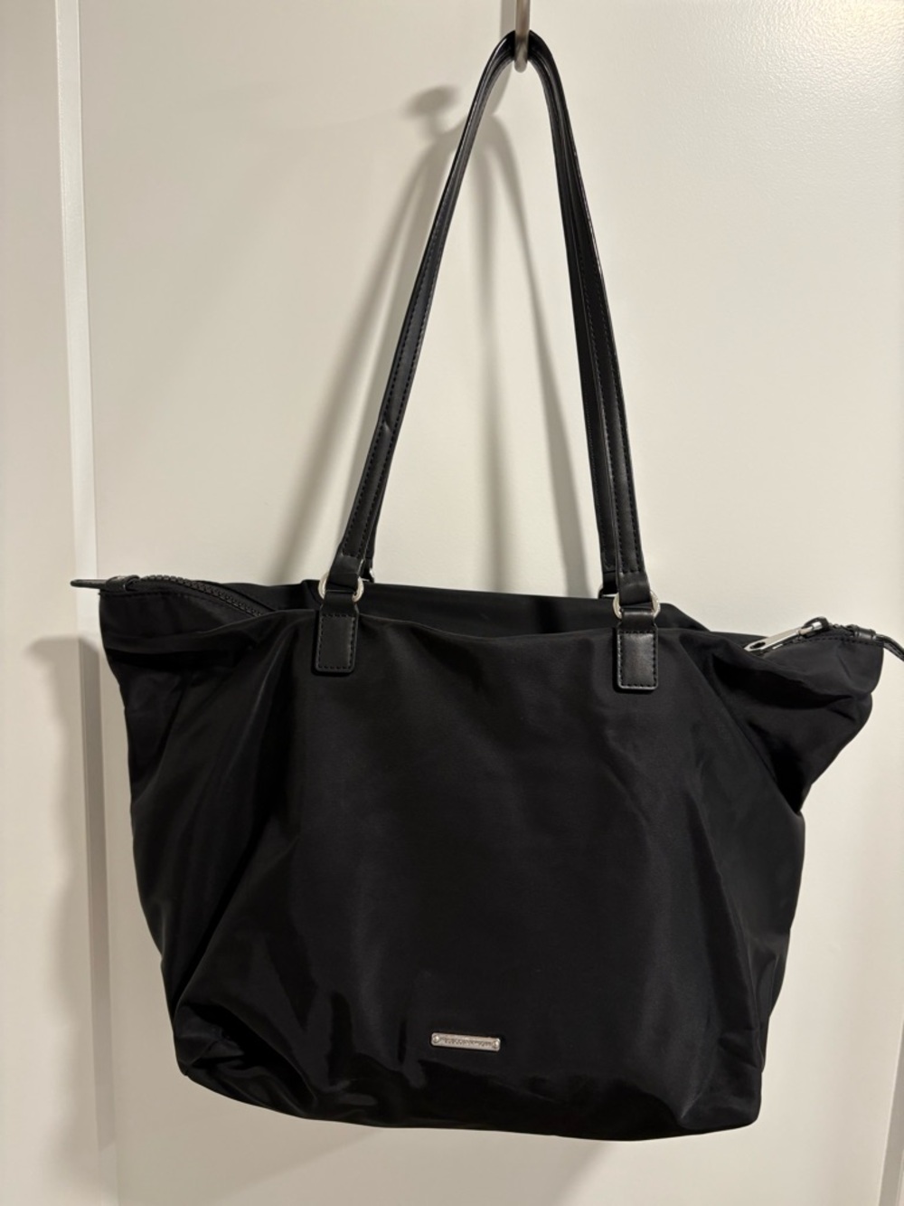 Rebecca Minkoff Black Nylon Tote with Leather Straps
